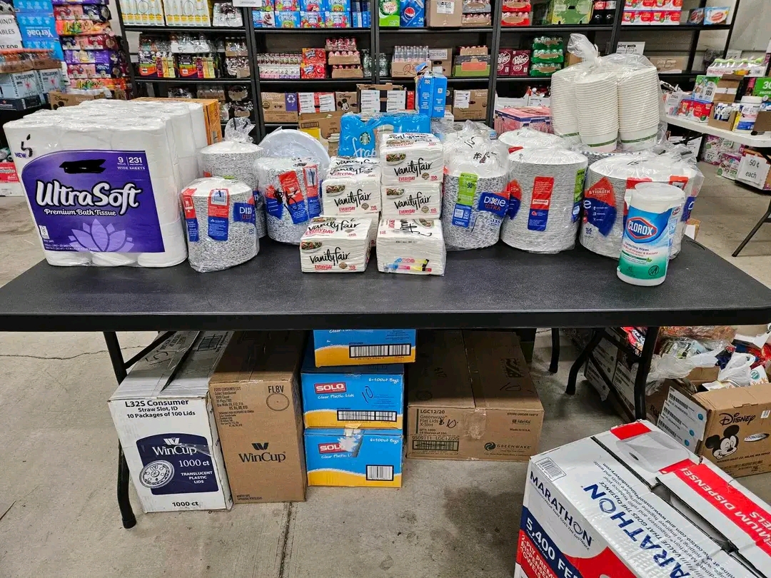 new stock of food, beverages and papers new stock of food, beverages and papers